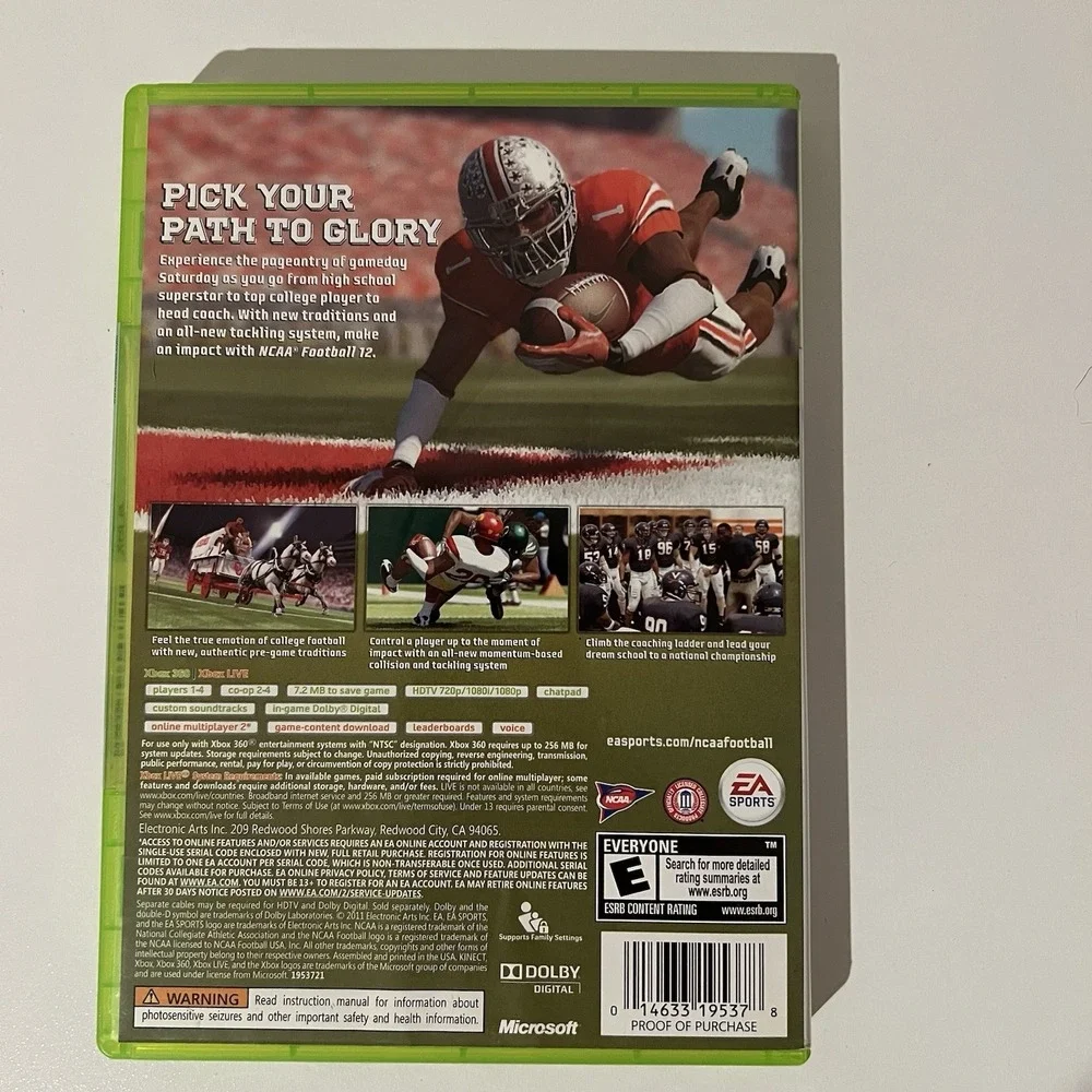 NCAA Football 12 -‎ Xbox 360 Game No Manual Tested Working